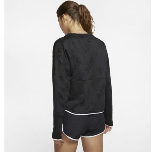New Nike Dri-fit Women’s Functional Long Sleeve Crop Run Top Midlayer CJ1882-010 - Picture 3 of 11
